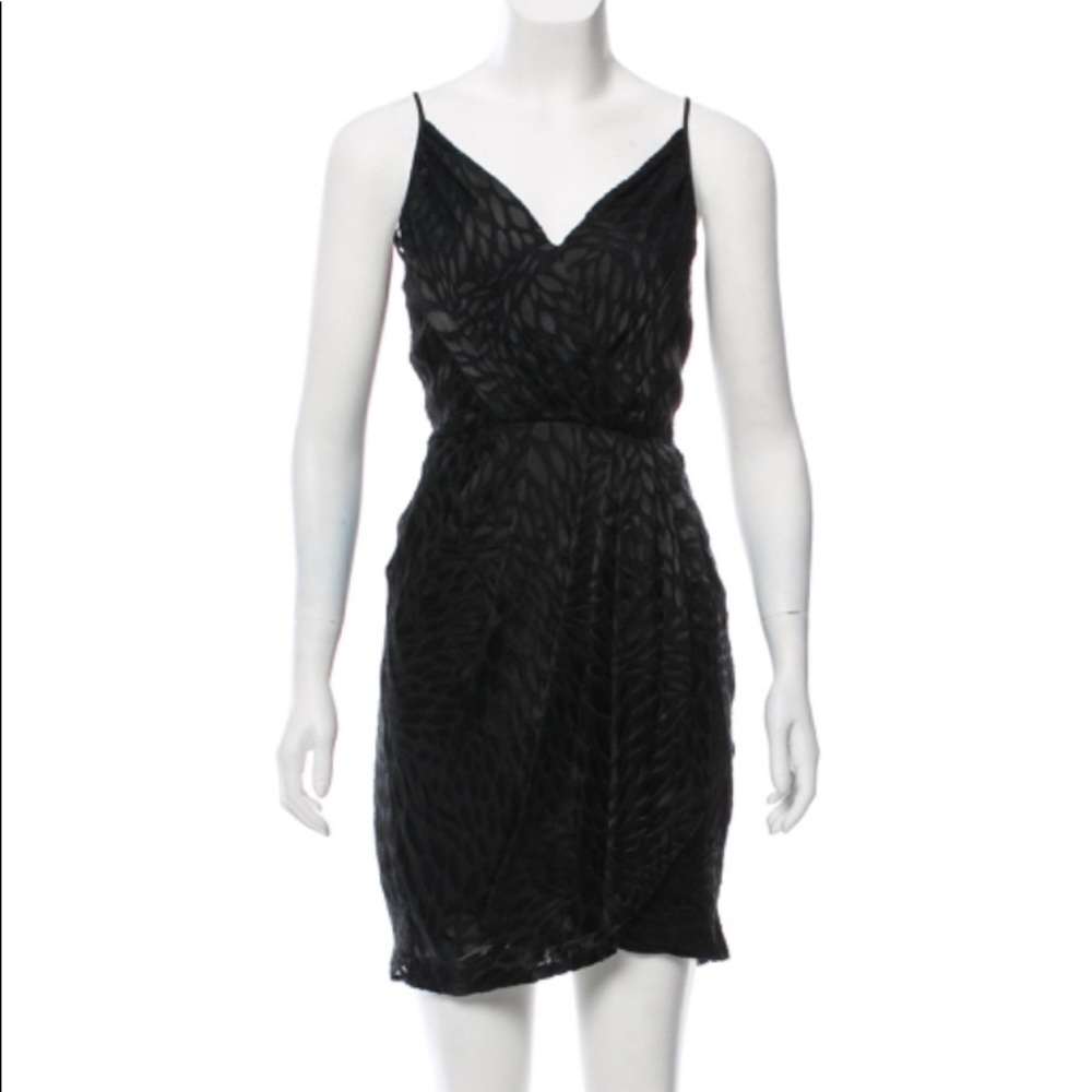 Yumi Kim Black Silk Draped Mini Dress
